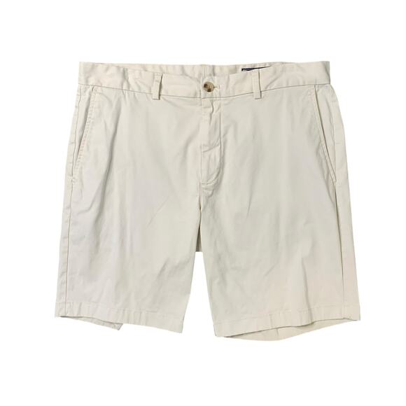 Vineyard Vines Shorts Mens 36 Bone Cotton Blend 9 Inch Stretch Breaker Chino - Picture 1 of 10